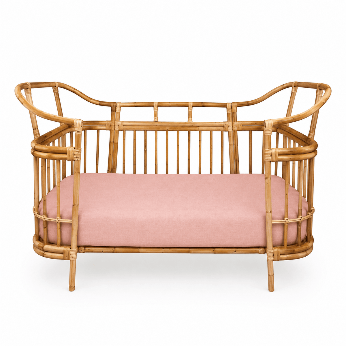 Isola French Flax Linen Fitted Cot Sheet | Blush - MY ISLAND COLLECTIVE