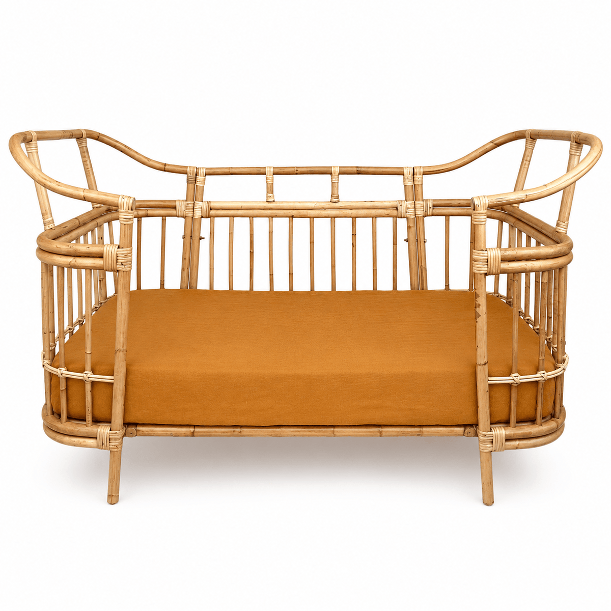 Isola French Flax Linen Fitted Cot Sheet | Mustard - MY ISLAND COLLECTIVE