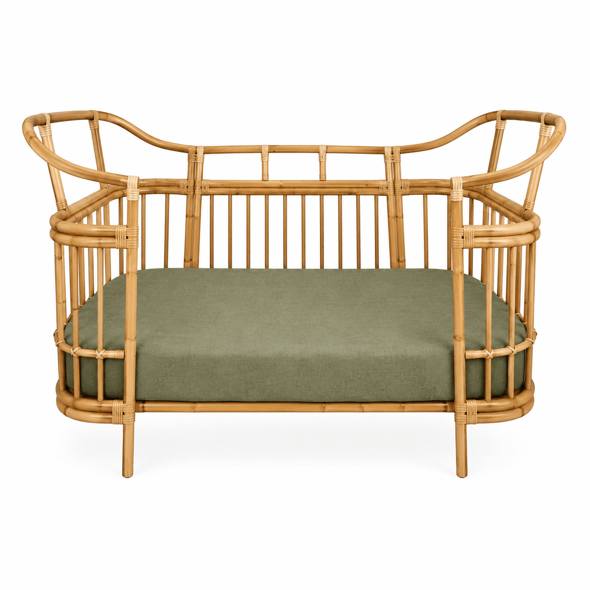 Isola French Flax Linen Fitted Cot Sheet | Olive - MY ISLAND COLLECTIVE