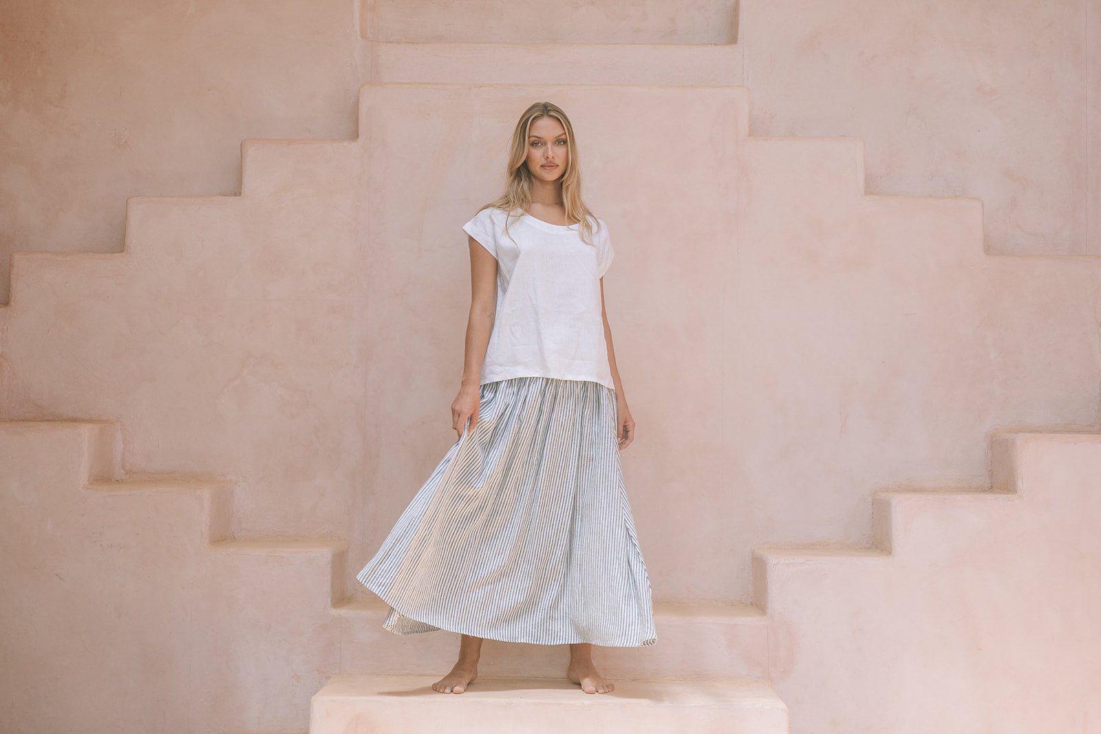 Milano Linen Skirt | Midi | Avalon Stripe - MY ISLAND COLLECTIVE