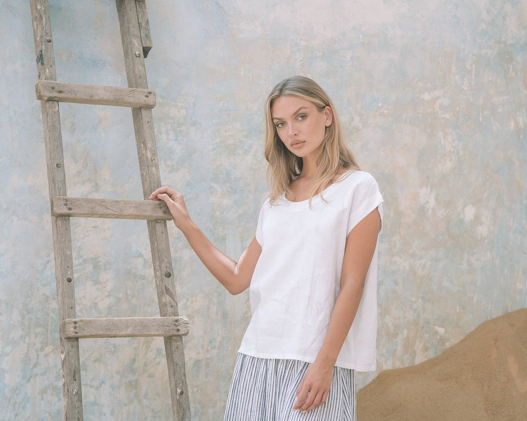 Milano Linen Skirt | Midi | Avalon Stripe - MY ISLAND COLLECTIVE