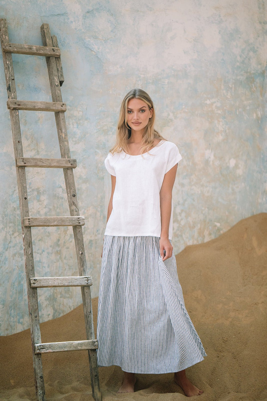 Milano Linen Skirt | Midi | Avalon Stripe - MY ISLAND COLLECTIVE