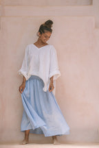 Milano Linen Skirt | Midi | Cornflower Blue - MY ISLAND COLLECTIVE
