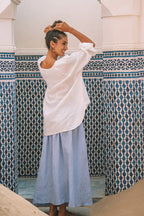 Milano Linen Skirt | Midi | Cornflower Blue - MY ISLAND COLLECTIVE