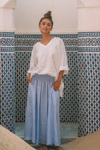 Milano Linen Skirt | Midi | Cornflower Blue - MY ISLAND COLLECTIVE