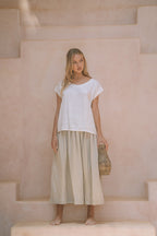 Milano Linen Skirt | Midi | Natural - MY ISLAND COLLECTIVE