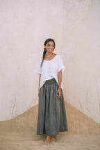 Milano Linen Skirt | Midi | Olive Green - MY ISLAND COLLECTIVE