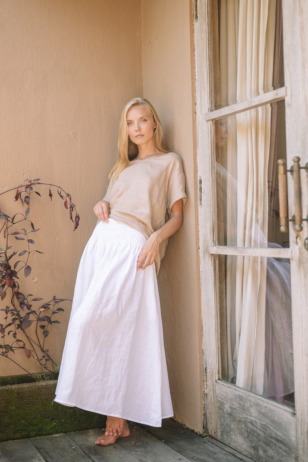 Milano Linen Skirt | Midi | White - MY ISLAND COLLECTIVE