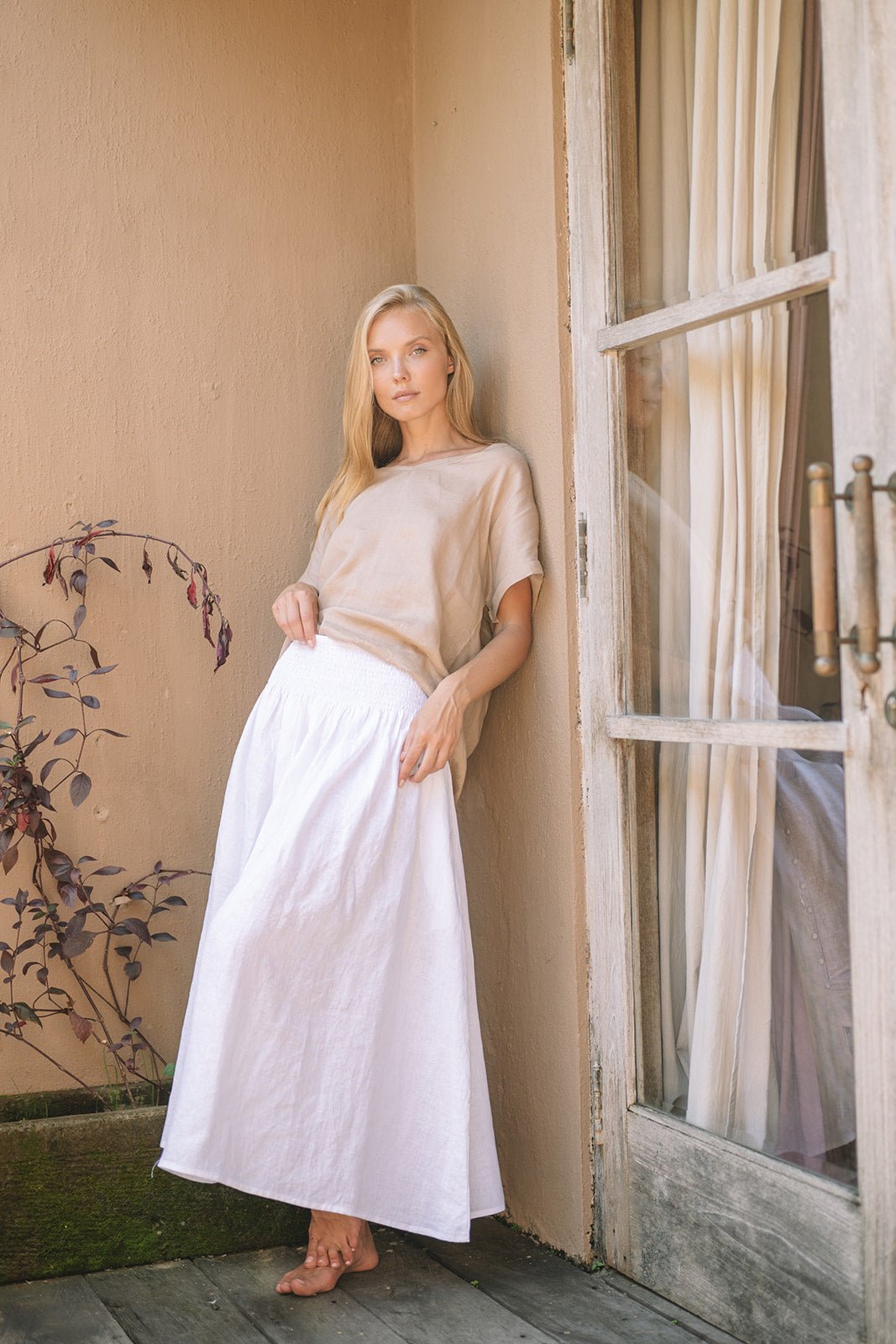 Milano Linen Skirt | Midi | White - MY ISLAND COLLECTIVE