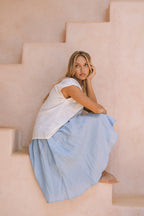 Milano Linen Skirt | Mini | Cornflower Blue - MY ISLAND COLLECTIVE