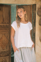 Milano Linen Skirt | Mini | Grey Pinstripe - MY ISLAND COLLECTIVE