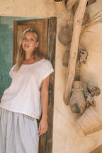 Milano Linen Skirt | Mini | Grey Pinstripe - MY ISLAND COLLECTIVE