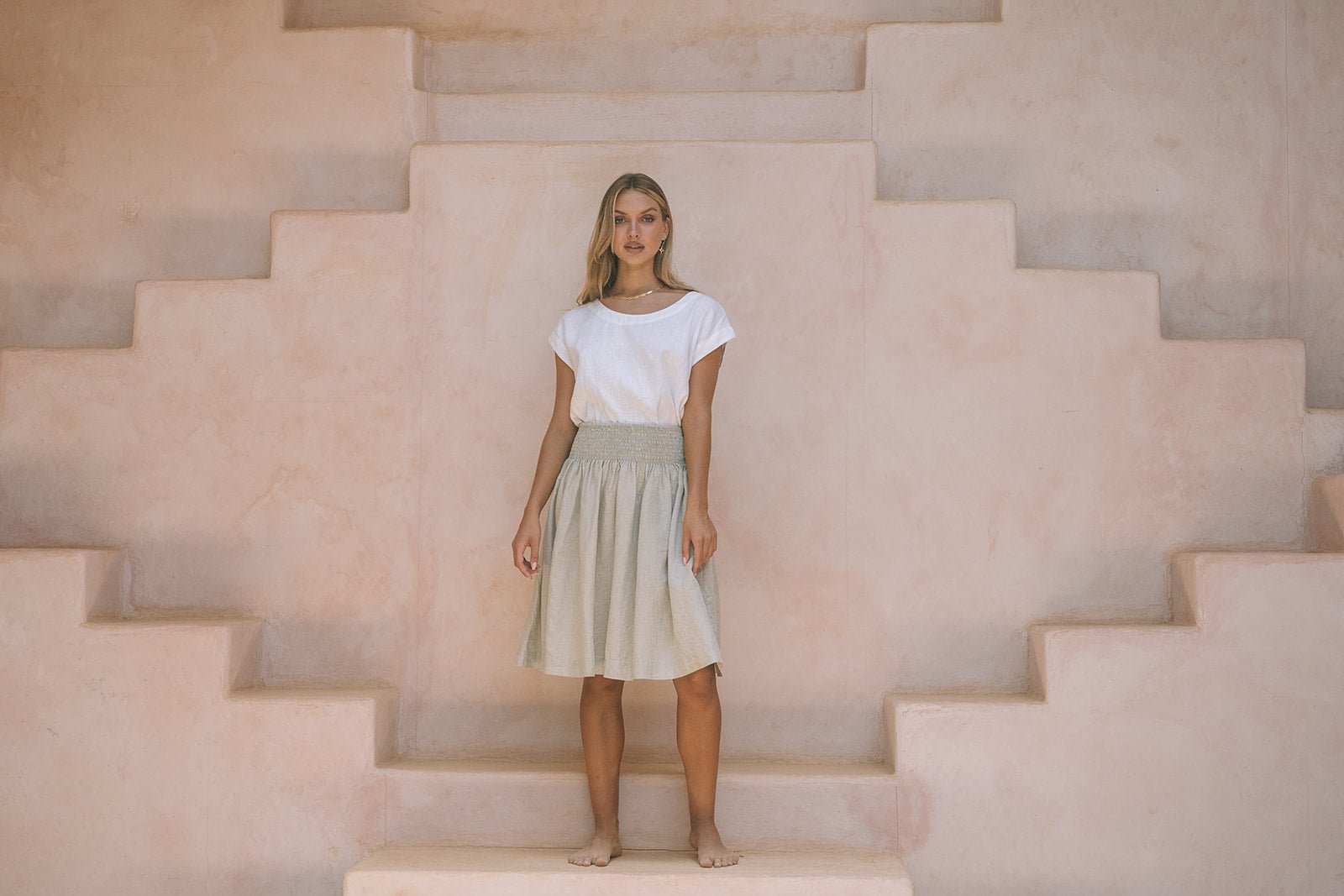Milano Linen Skirt | Mini | Natural - MY ISLAND COLLECTIVE