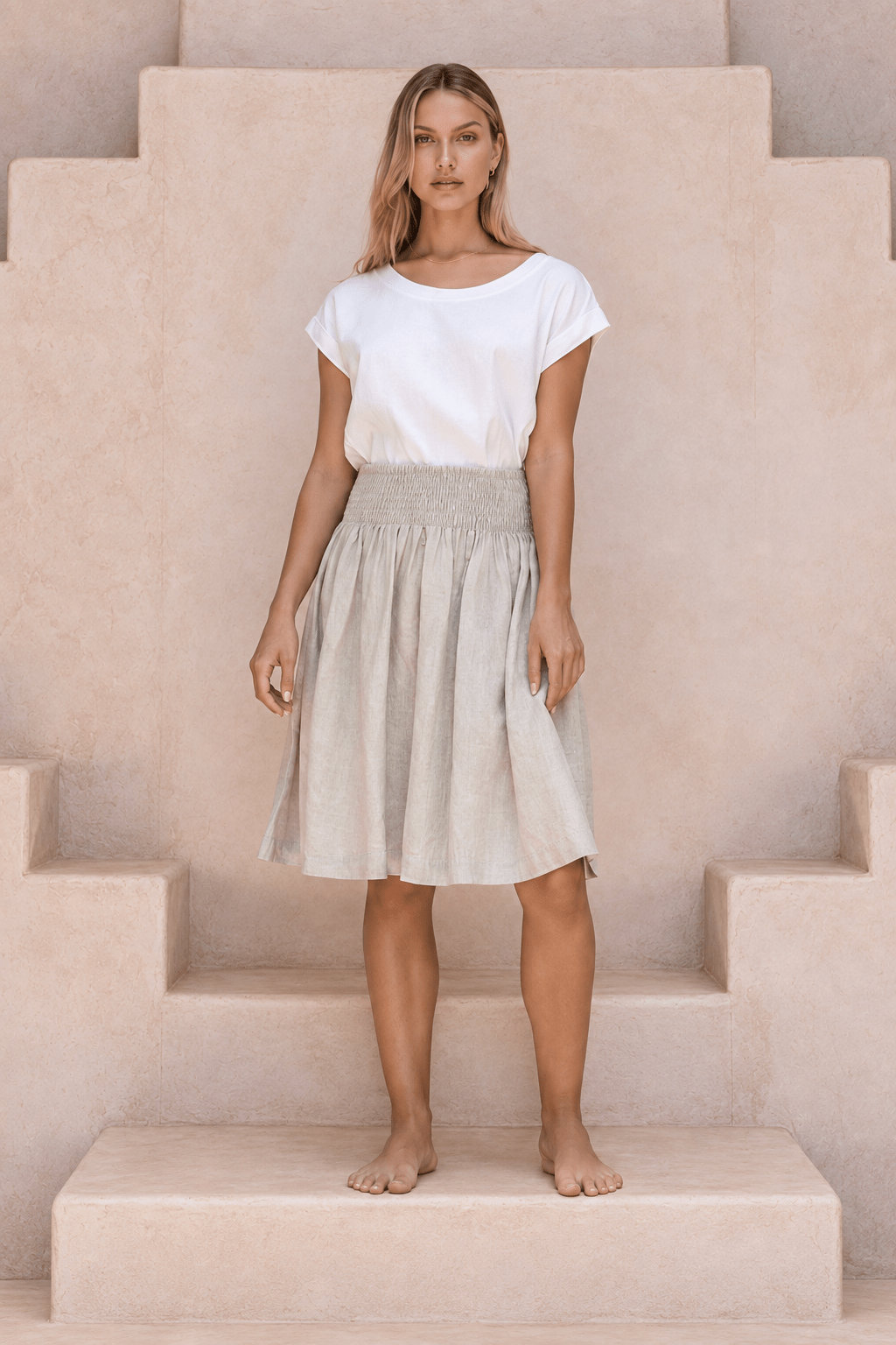Milano Linen Skirt | Mini | Natural - MY ISLAND COLLECTIVE