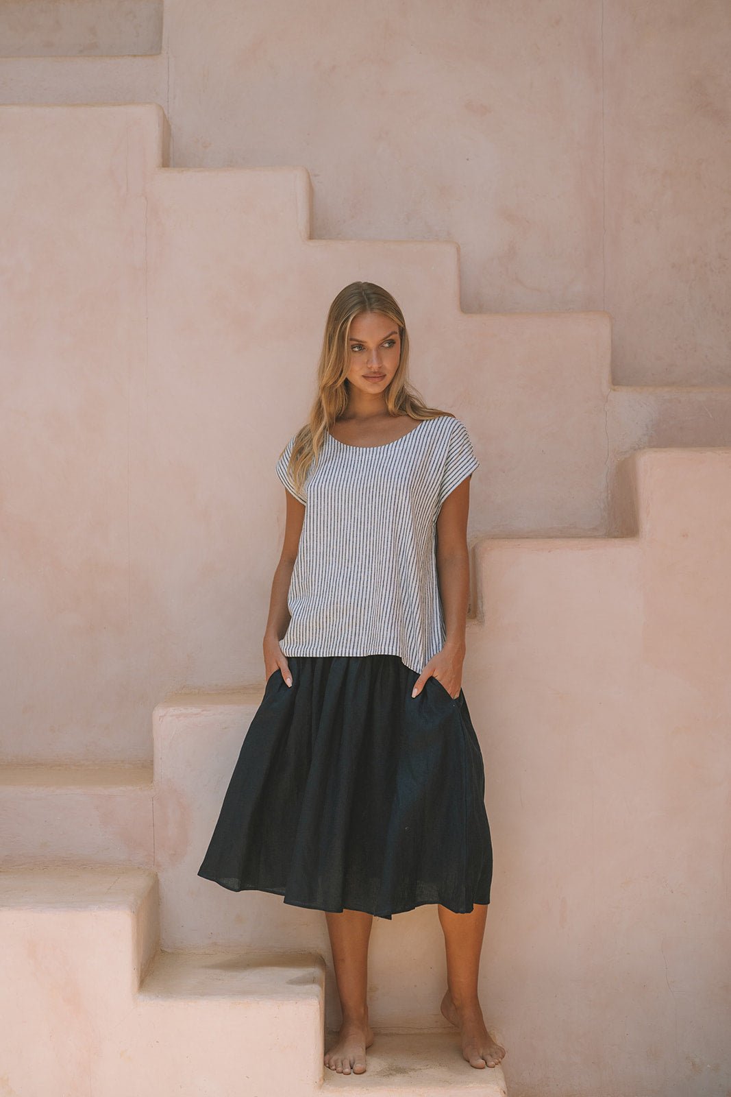 Milano Linen Skirt | Mini | Navy - MY ISLAND COLLECTIVE