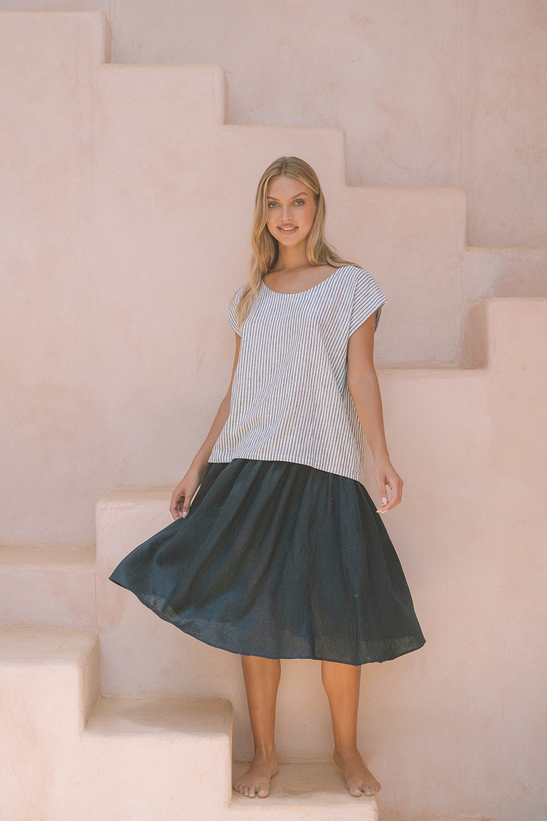 Milano Linen Skirt | Mini | Navy - MY ISLAND COLLECTIVE