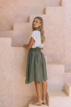 Milano Linen Skirt | Mini | Olive Green - MY ISLAND COLLECTIVE