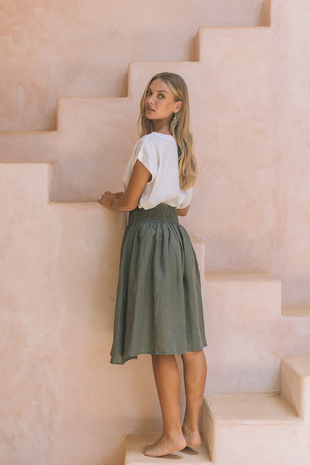 Milano Linen Skirt | Mini | Olive Green - MY ISLAND COLLECTIVE