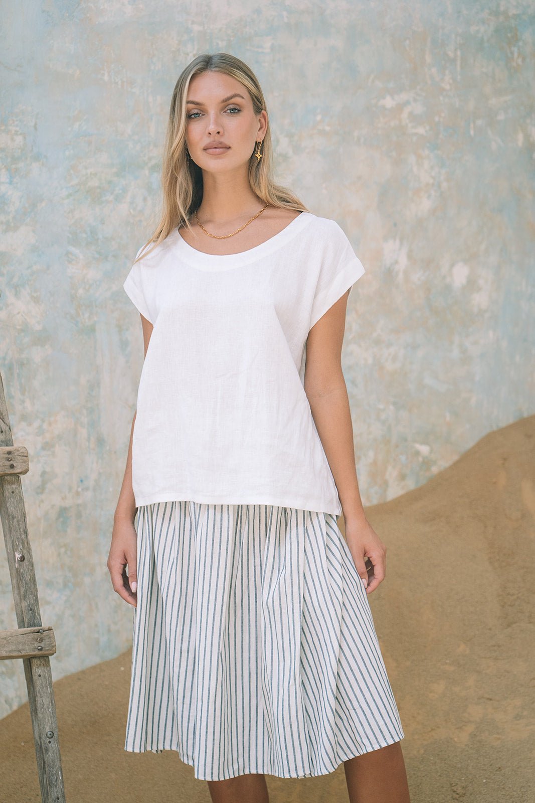 Milano Linen Skirt | Mini | Sicily Stripe - MY ISLAND COLLECTIVE