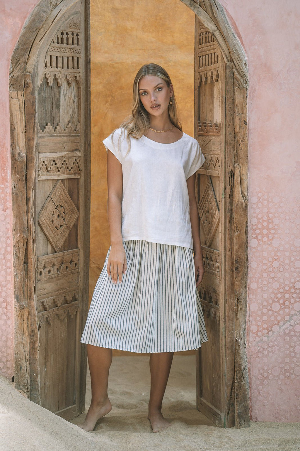 Milano Linen Skirt | Mini | Sicily Stripe - MY ISLAND COLLECTIVE