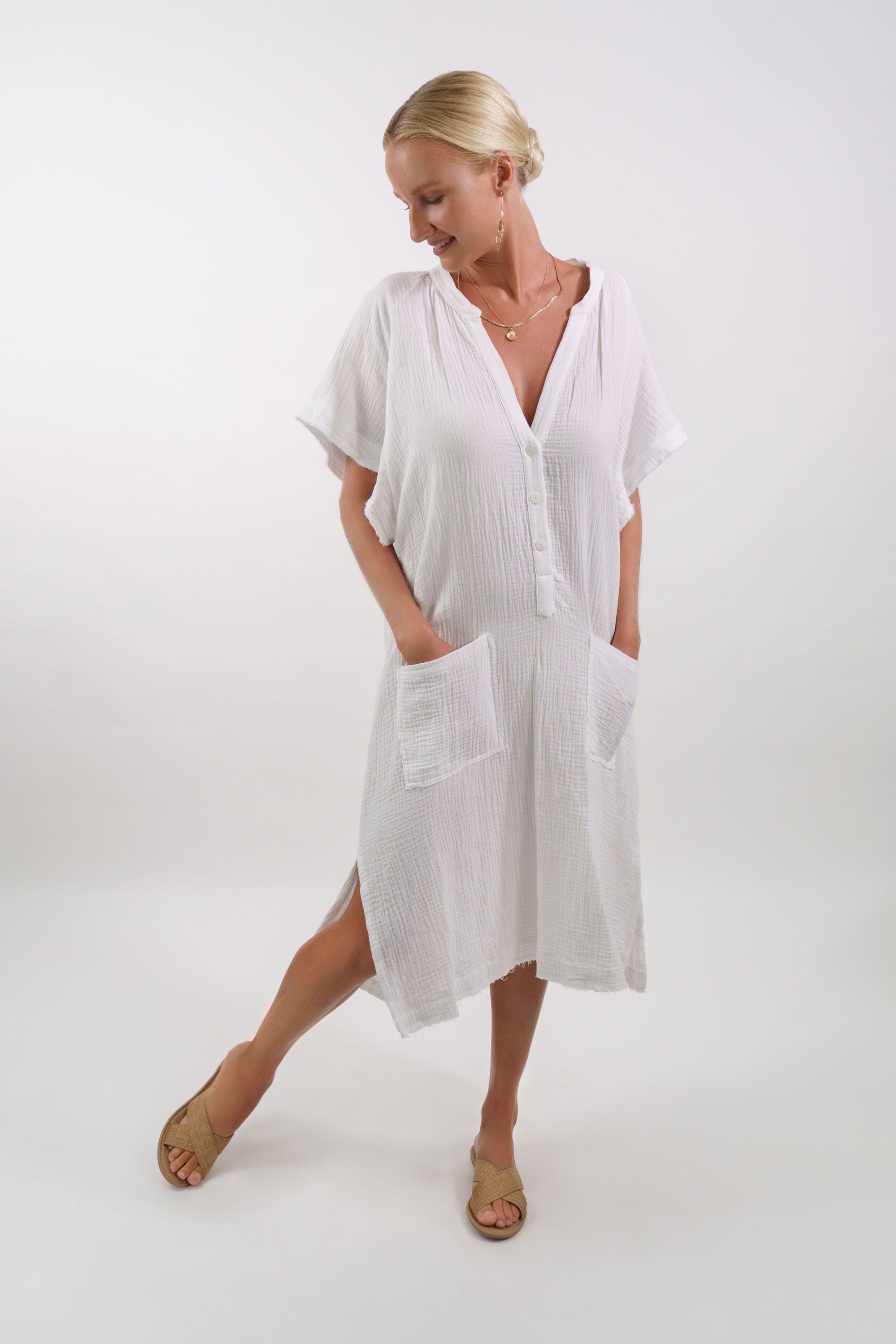 Milos Midi Kaftan Dress - MY ISLAND COLLECTIVE