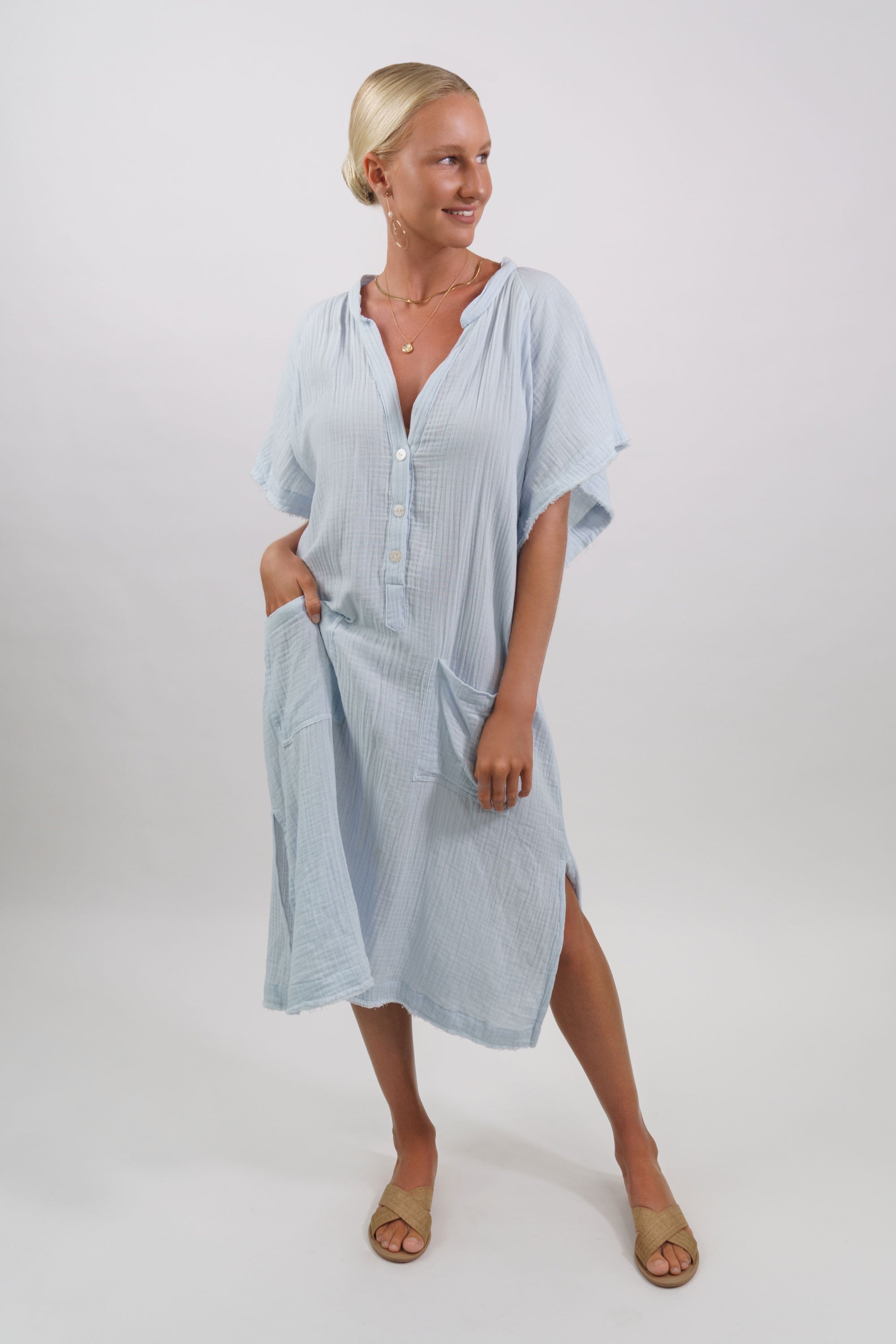 Milos Midi Kaftan Dress - MY ISLAND COLLECTIVE