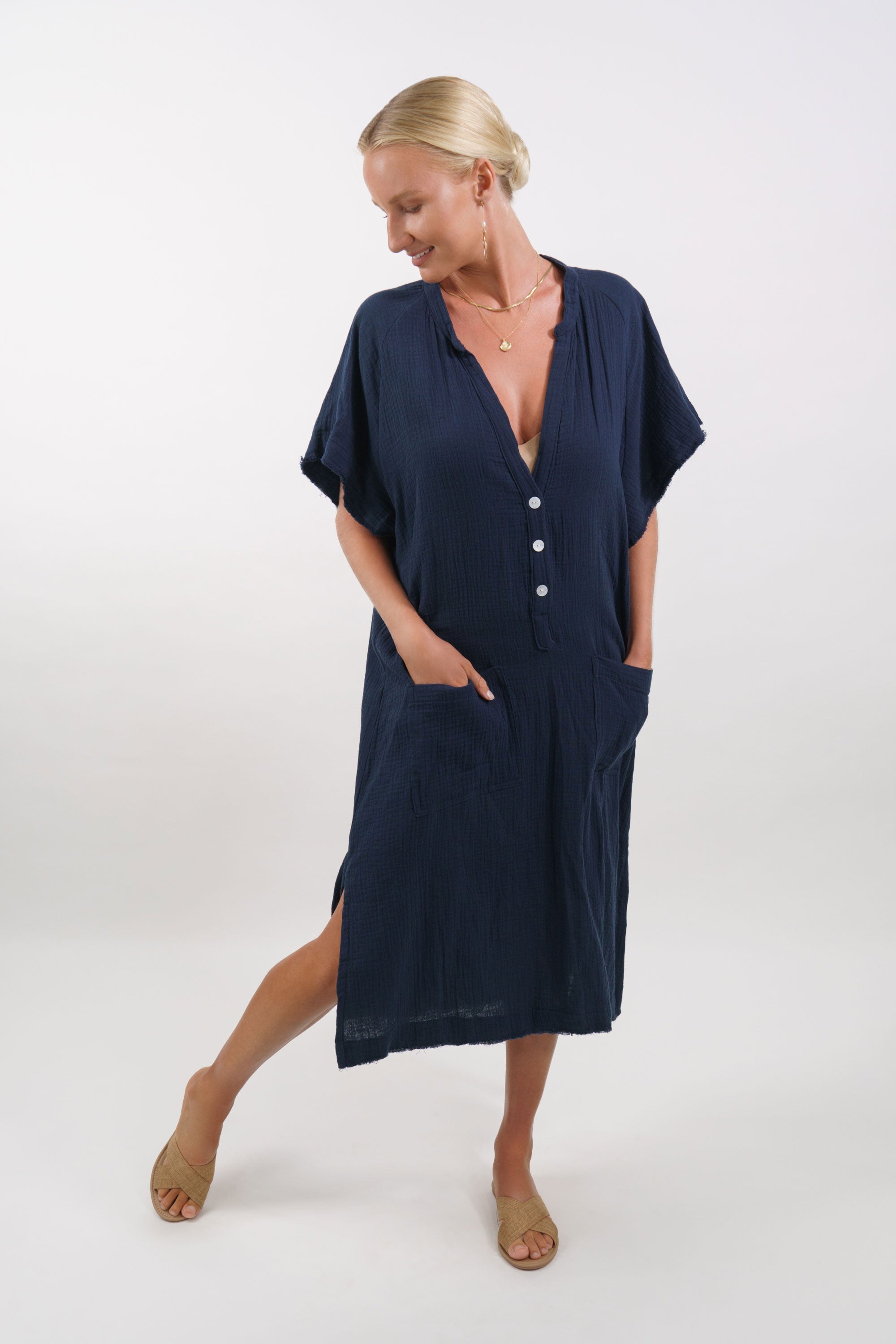 Milos Midi Kaftan Dress - MY ISLAND COLLECTIVE