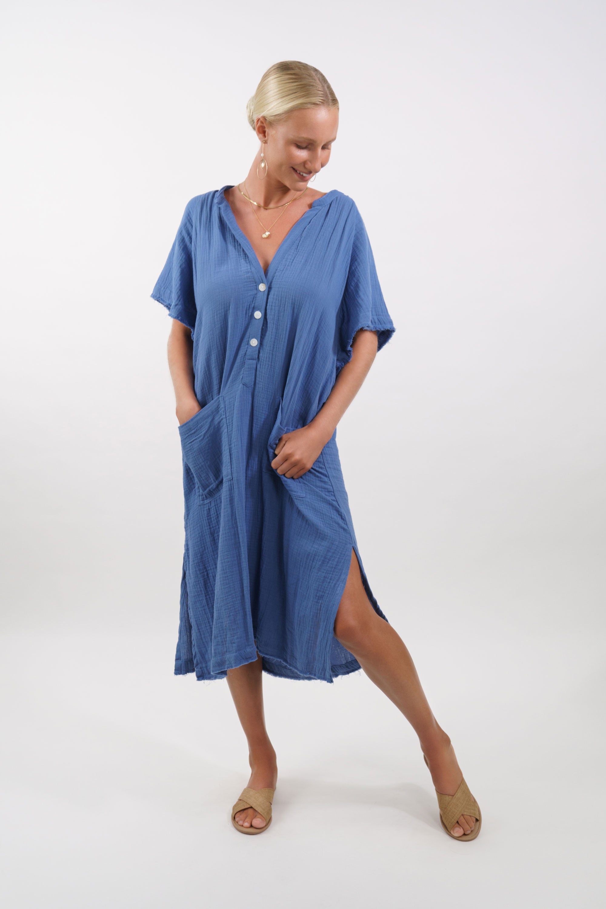 Milos Midi Kaftan Dress - MY ISLAND COLLECTIVE