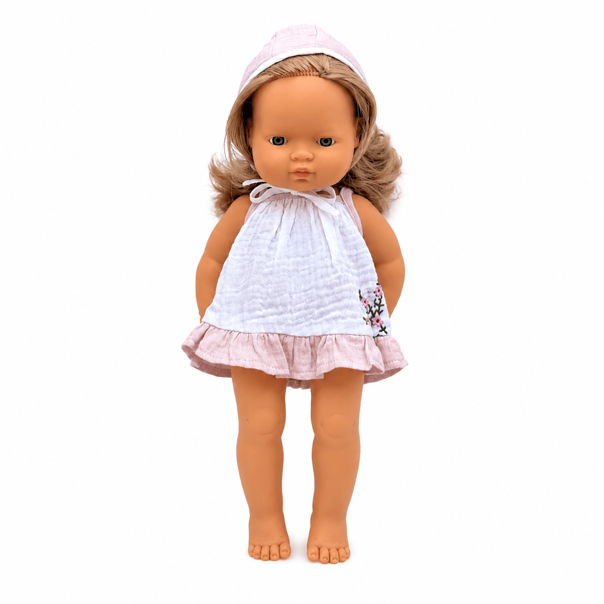 Miniland Doll Clothes | Audrey Dress & Bonnet 38cm - MY ISLAND COLLECTIVE