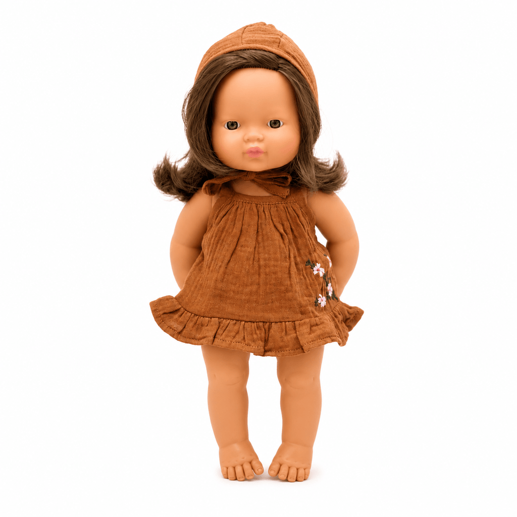 Miniland Doll Clothes | Audrey Dress & Bonnet 38cm - MY ISLAND COLLECTIVE