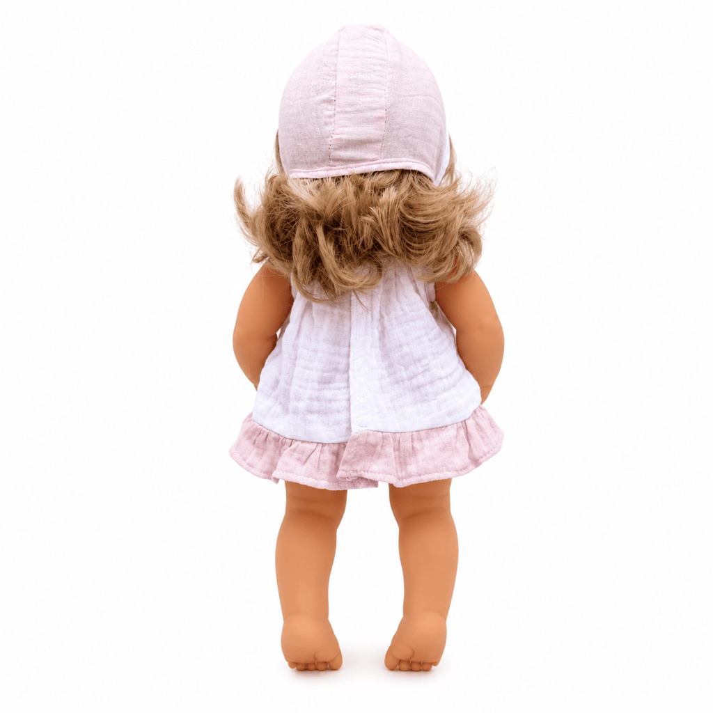 Miniland Doll Clothes | Audrey Dress & Bonnet 38cm - MY ISLAND COLLECTIVE