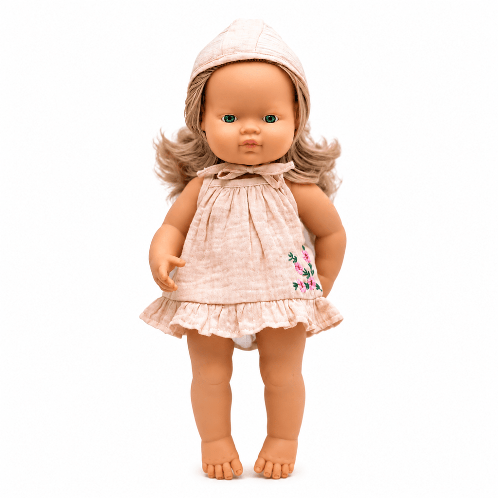 Miniland Doll Clothes | Audrey Dress & Bonnet 38cm - MY ISLAND COLLECTIVE