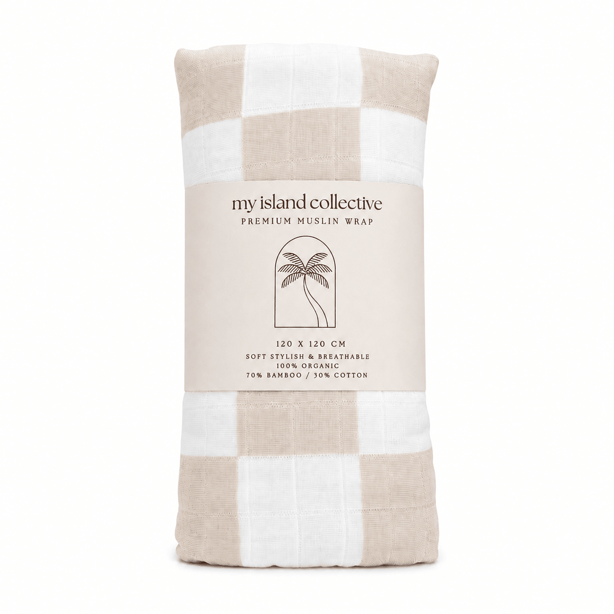 Organic Bamboo / Cotton Baby Wrap | Checkered | Almond - MY ISLAND COLLECTIVE