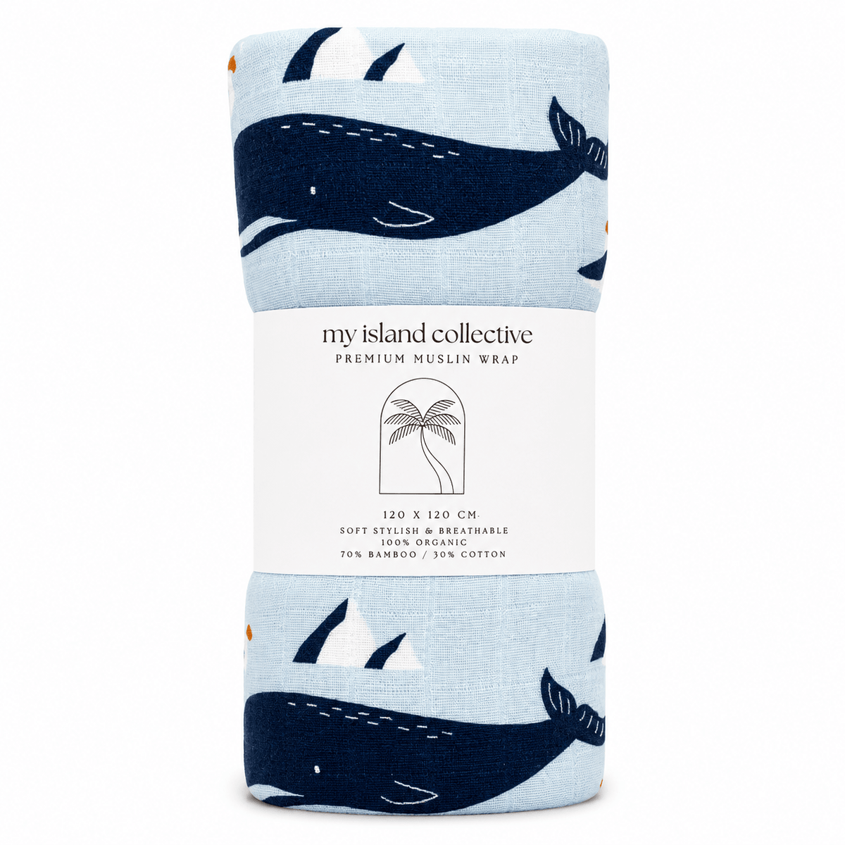 Organic Bamboo / Cotton Baby Wrap | Whales - MY ISLAND COLLECTIVE