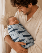 Organic Bamboo / Cotton Baby Wrap | Whales - MY ISLAND COLLECTIVE