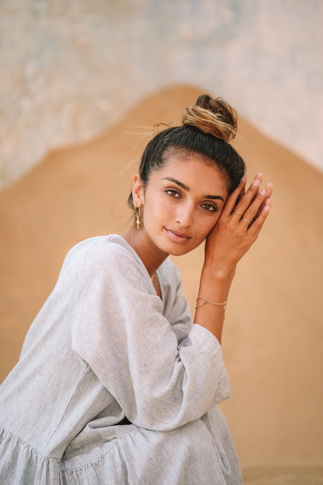 Portofino Linen Dress | Grey Pinstripe - MY ISLAND COLLECTIVE