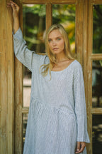 Portofino Linen Dress | Navy Stripe - MY ISLAND COLLECTIVE