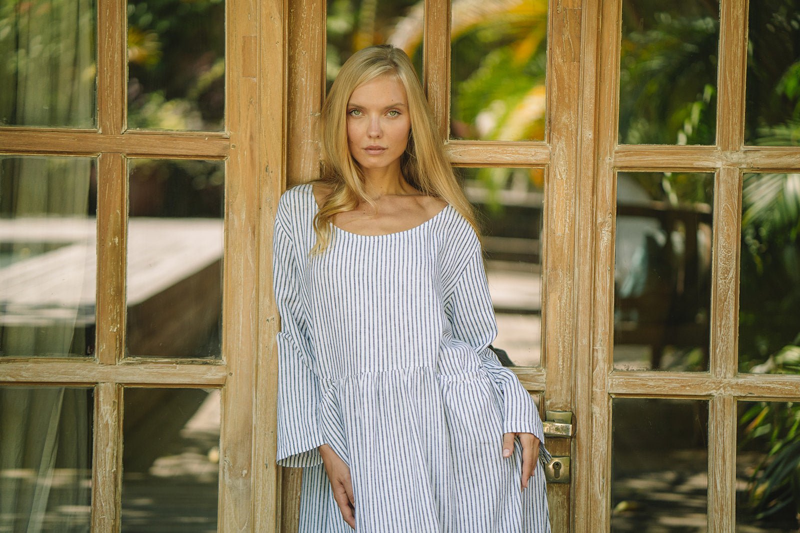 Portofino Linen Dress | Navy Stripe - MY ISLAND COLLECTIVE