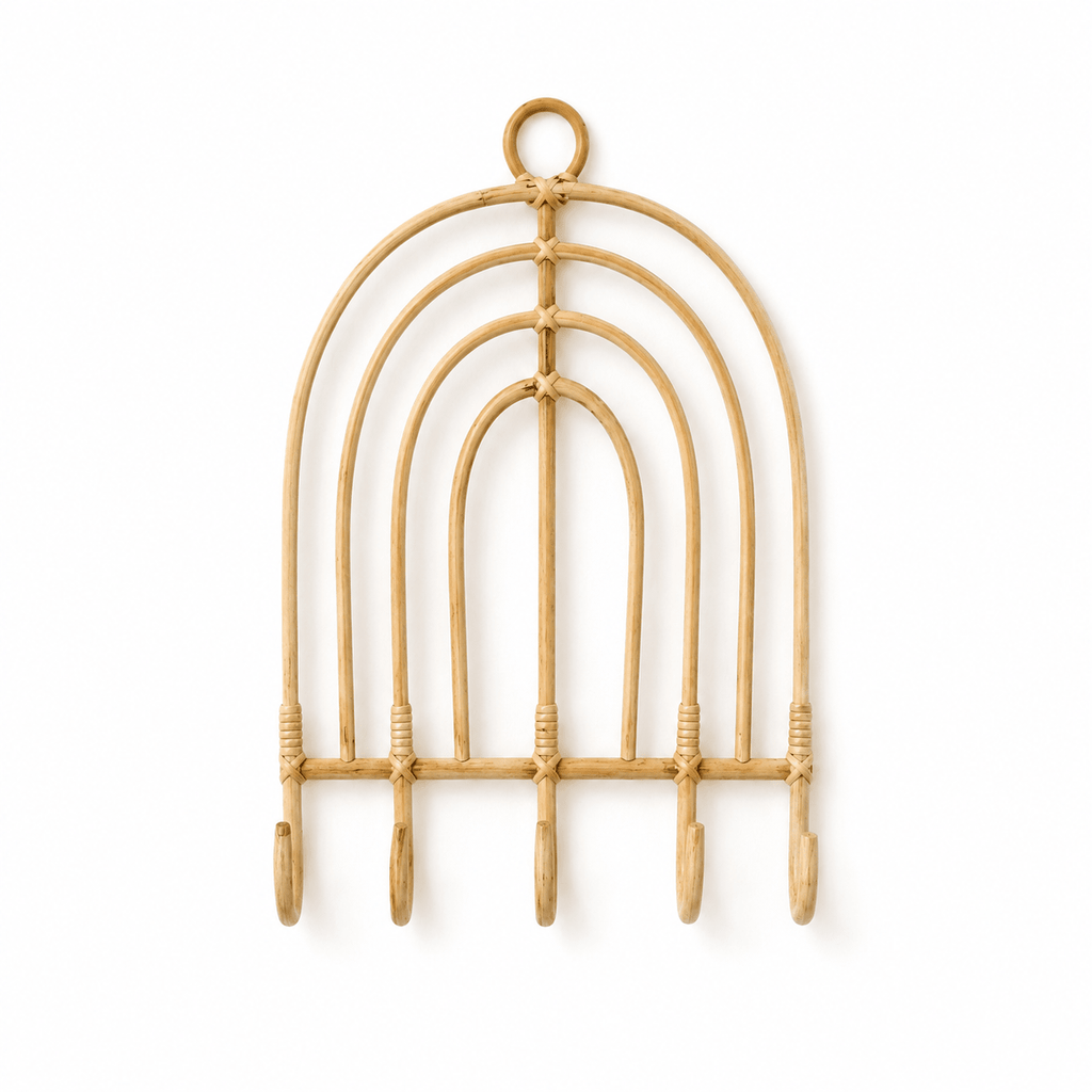 Rainbow Rattan Hanger 5 Hooks - MY ISLAND COLLECTIVE