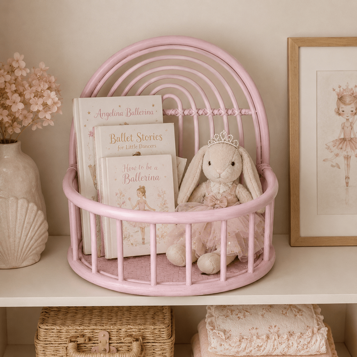 Rainbow Rattan Shelf Pink - MY ISLAND COLLECTIVE