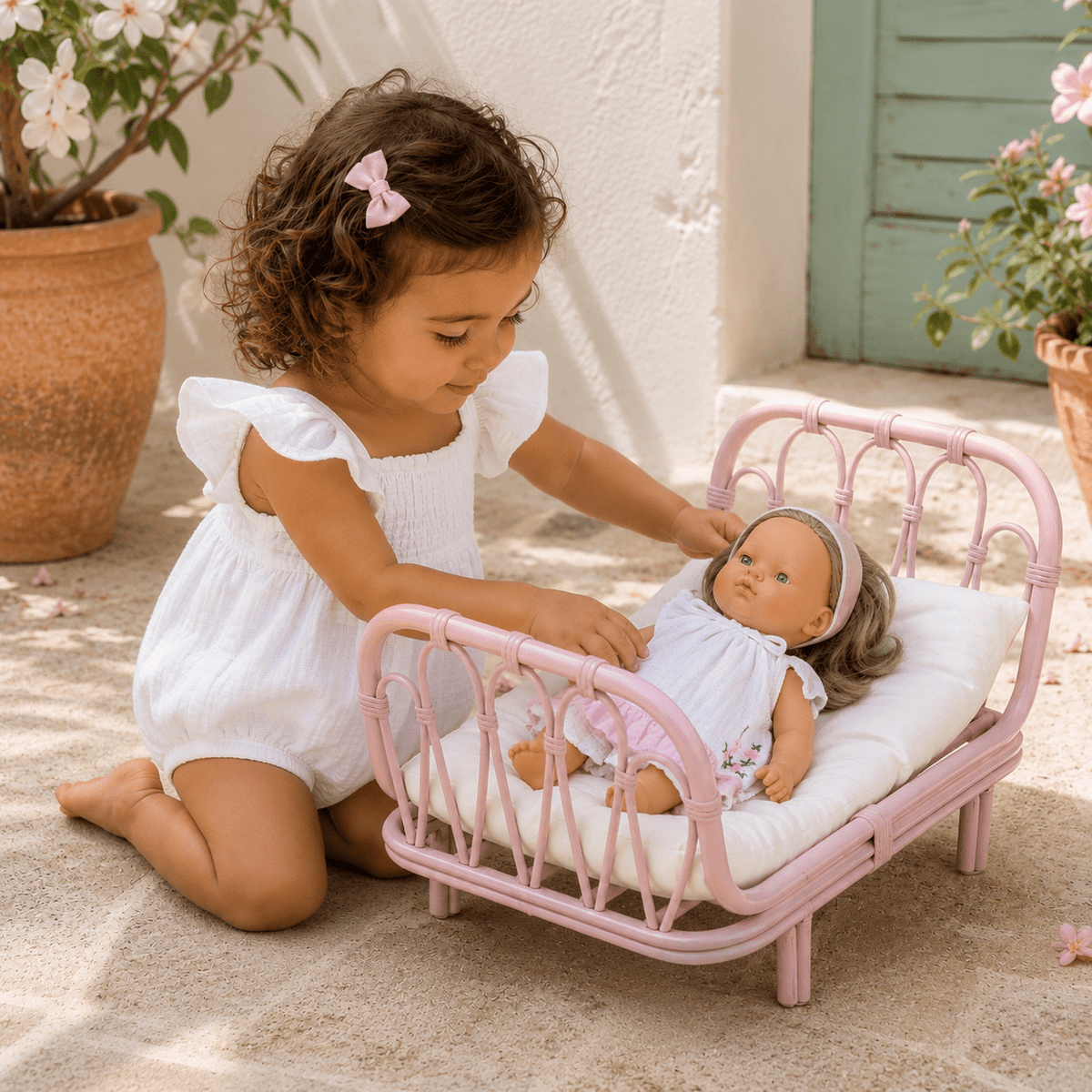 Rattan Islander Doll Bed | Pink - MY ISLAND COLLECTIVE