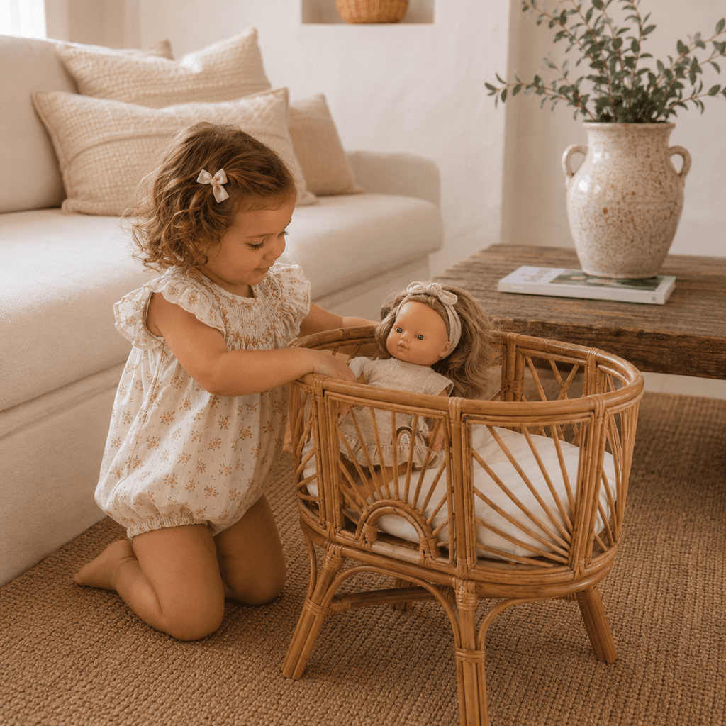 Rattan Rainbow Doll Bassinet | Natural - MY ISLAND COLLECTIVE