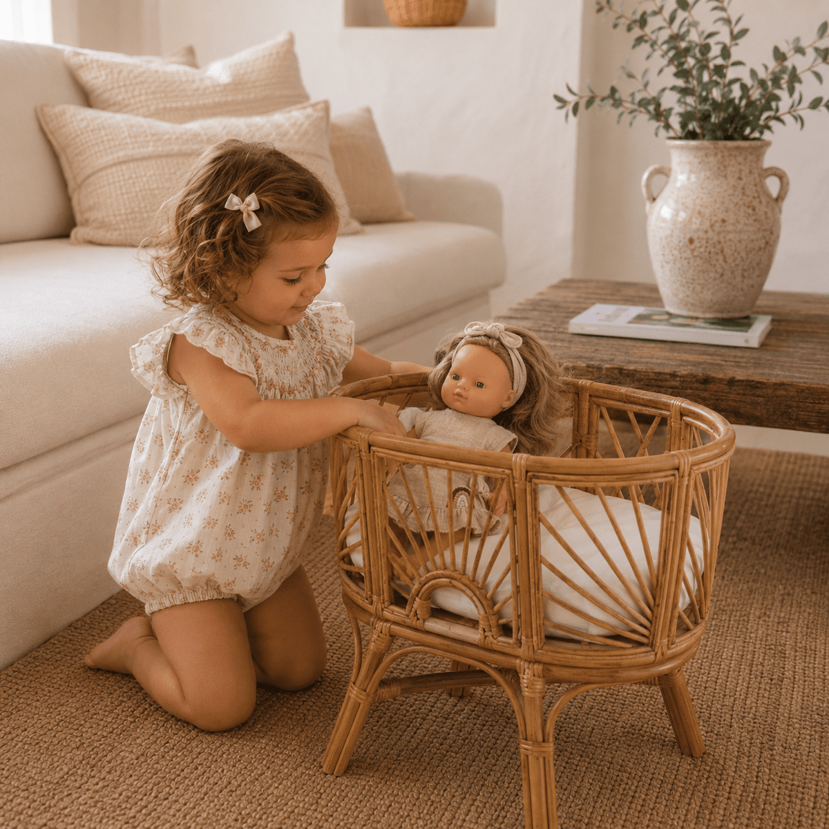 Rattan Rainbow Doll Bassinet | Natural - MY ISLAND COLLECTIVE