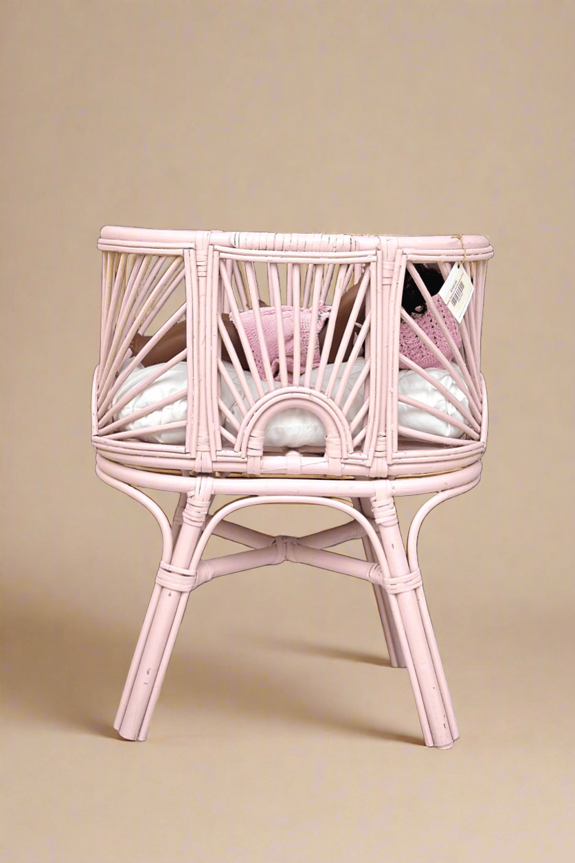 Rattan Rainbow Doll Bassinet | Pink - MY ISLAND COLLECTIVE