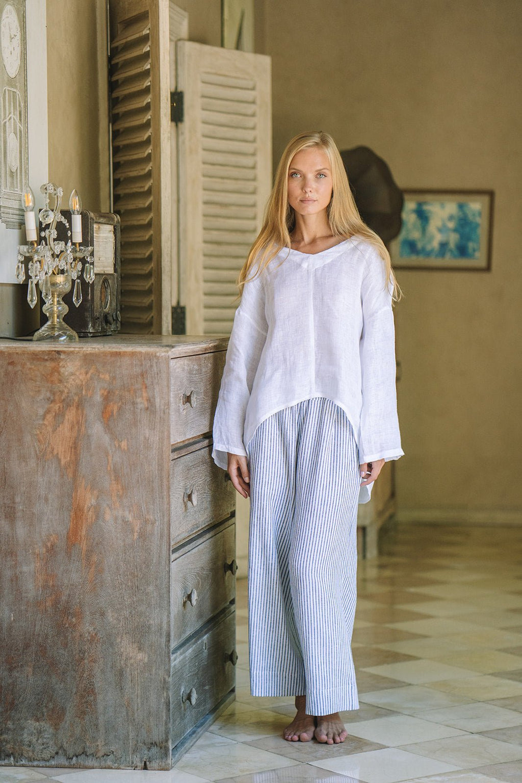 San Marino Linen - Guaze Top | White - MY ISLAND COLLECTIVE