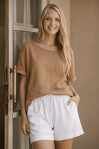 Sardinia Classic Linen Resort Tee | Camel - MY ISLAND COLLECTIVE