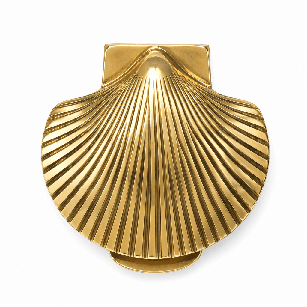 Scallop Brass Door Knocker - Shiny Brass - MY ISLAND COLLECTIVE