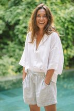 Valentino Classic Resort Short Linen | Pinstripe - MY ISLAND COLLECTIVE