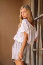 Valentino Classic Resort Short Linen | Pinstripe - MY ISLAND COLLECTIVE