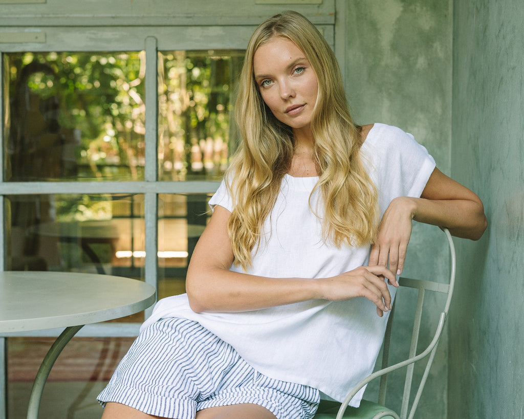 Valentino Classic Resort Short Linen | Stripe - MY ISLAND COLLECTIVE